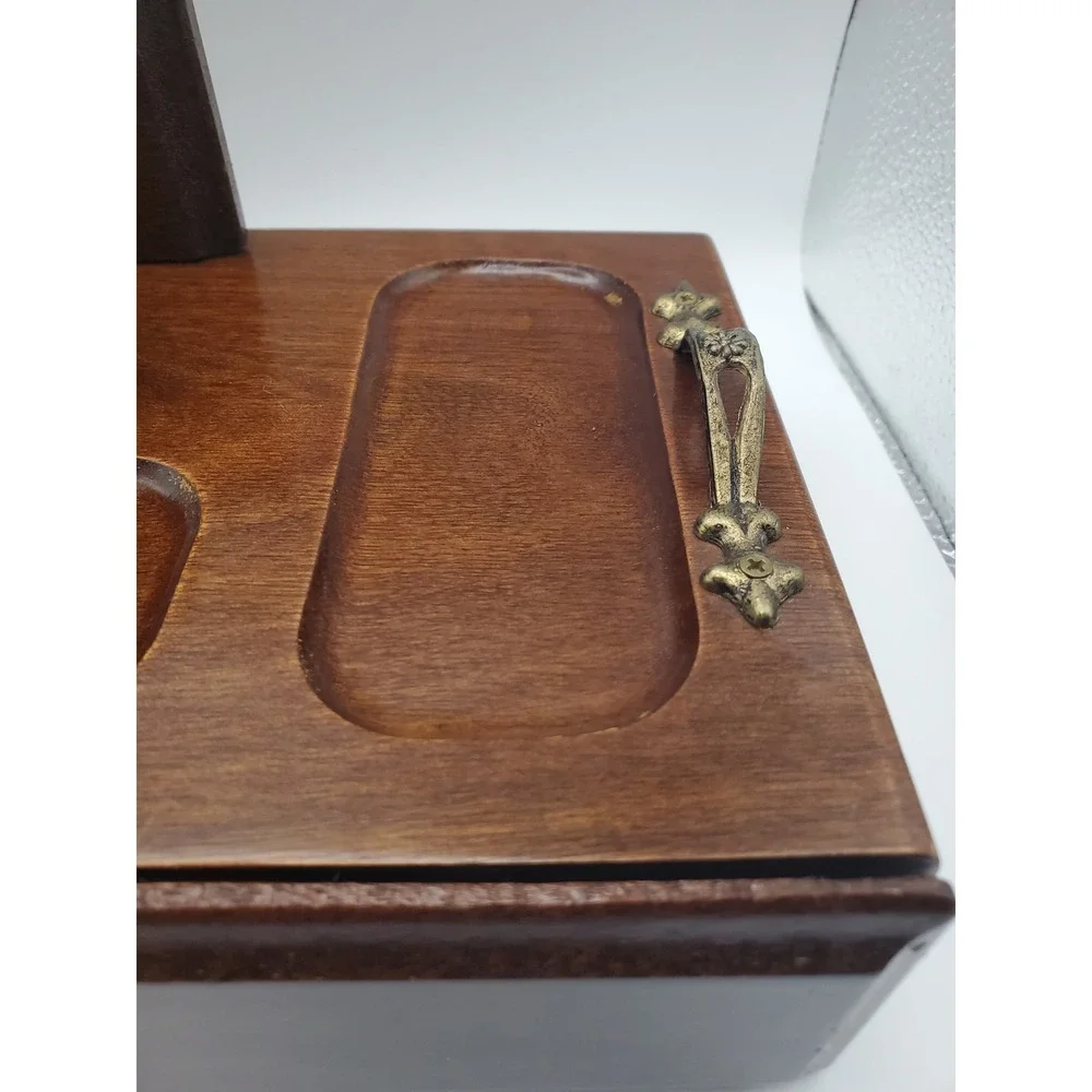 Vintage London Leather Men's Wooden Dresser Valet Box